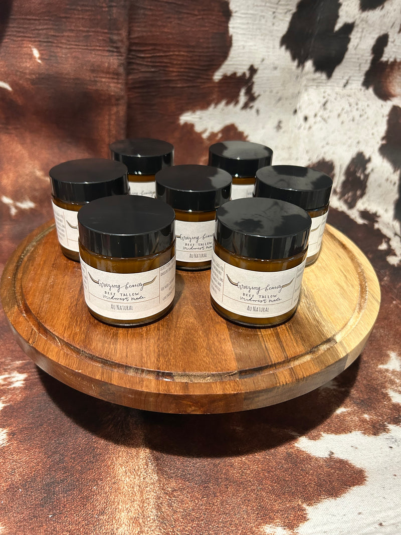 Jars of Grazing Beauty Au Natural tallow balm